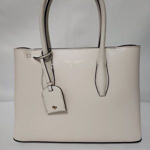 New Kate Spade Beige Small Top Zip Leather Satchel